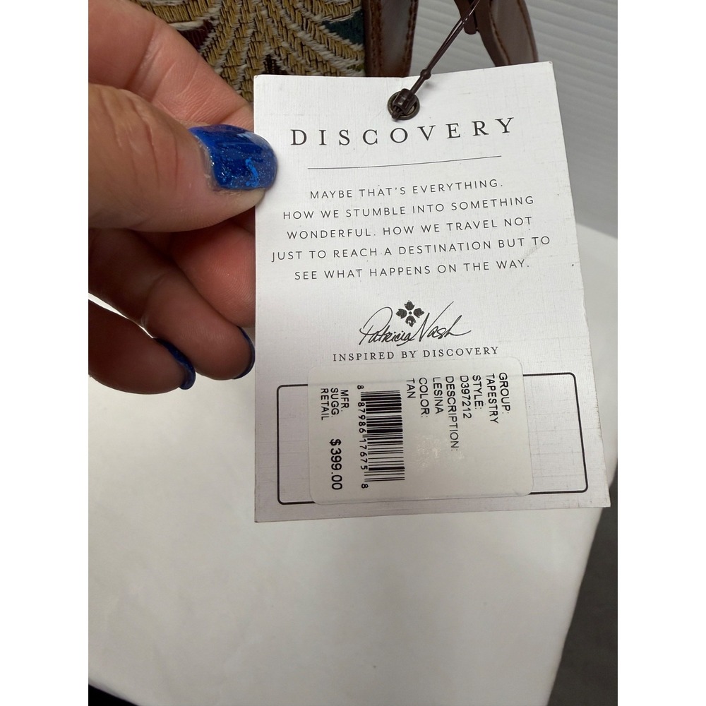 Patricia Nash LESINA Discovery Tapestry & Leather Tan Tote NEW $399 309 OF 400 - Picture 6 of 16